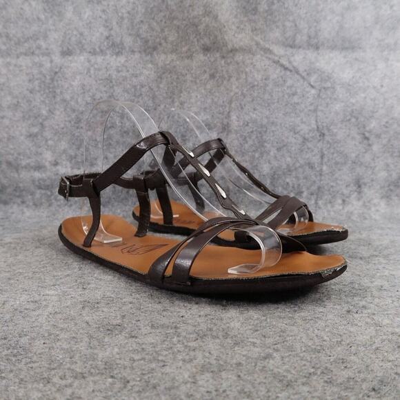 Volcom Shoes Womens 9 Sandal Casual Flats Strappy Buckle Slingback Brown Comfort - Picture 1 of 11